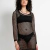 Women * | Trippnyc.Com Women Mary Q Mesh Long Sleeve Dress Black