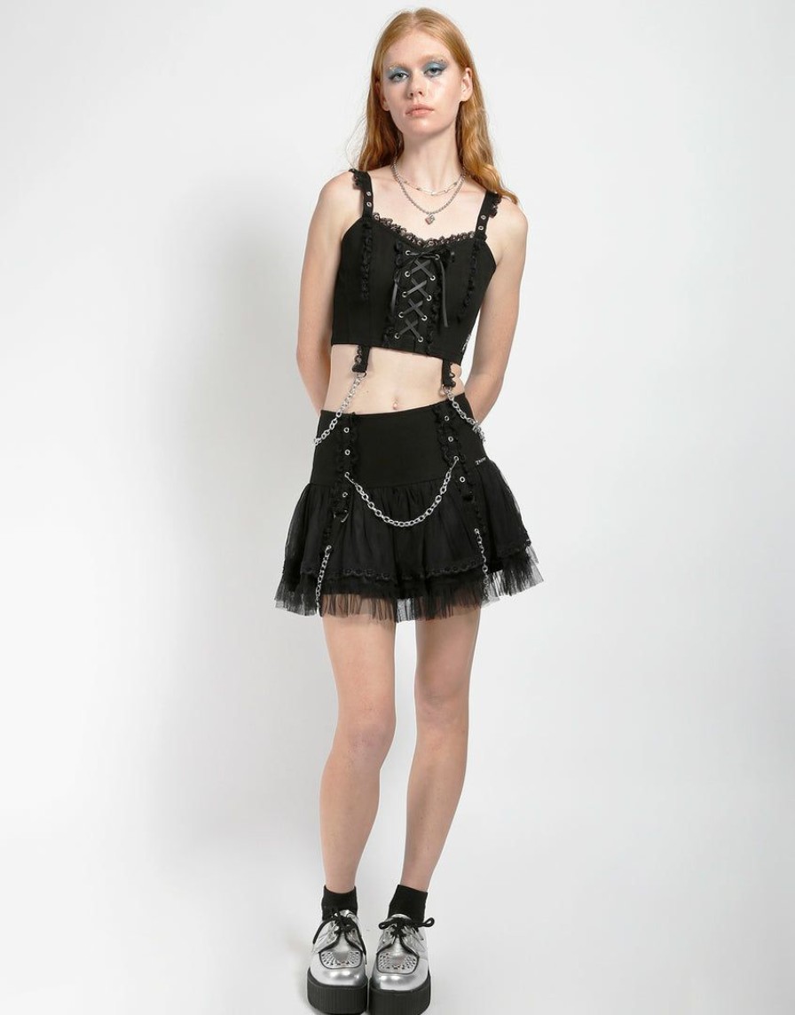 Women * | Trippnyc.Com Lolita Tutu Skirt Black Black/Black