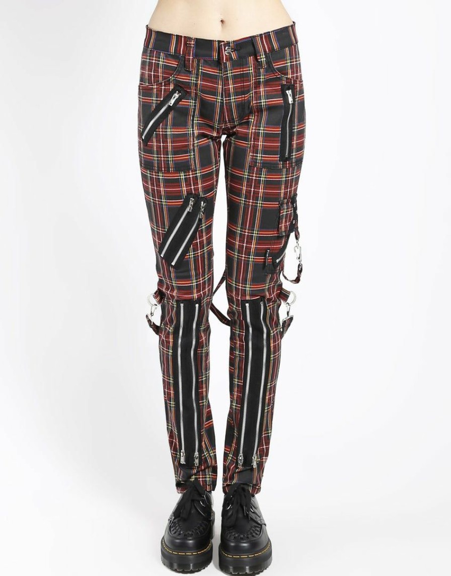 Women * | Trippnyc.Com Classic Slim Leg Bondage Pant Black Plaid