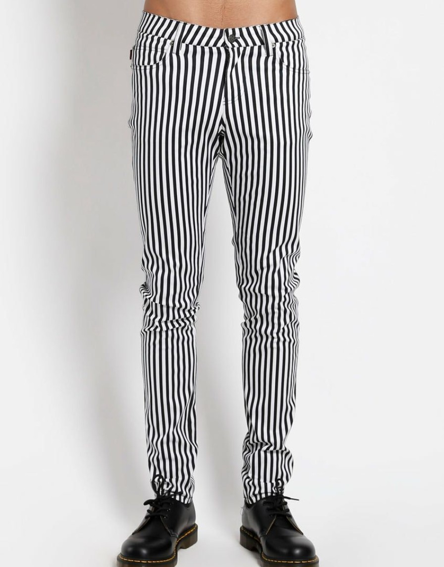 Bottoms * | Trippnyc.Com Narrow Stripe Rocker Jean Small Black/White Stripe