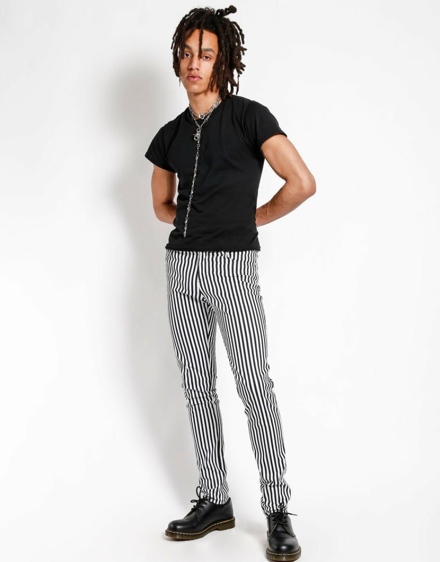 Bottoms * | Trippnyc.Com Narrow Stripe Rocker Jean Small Black/White Stripe