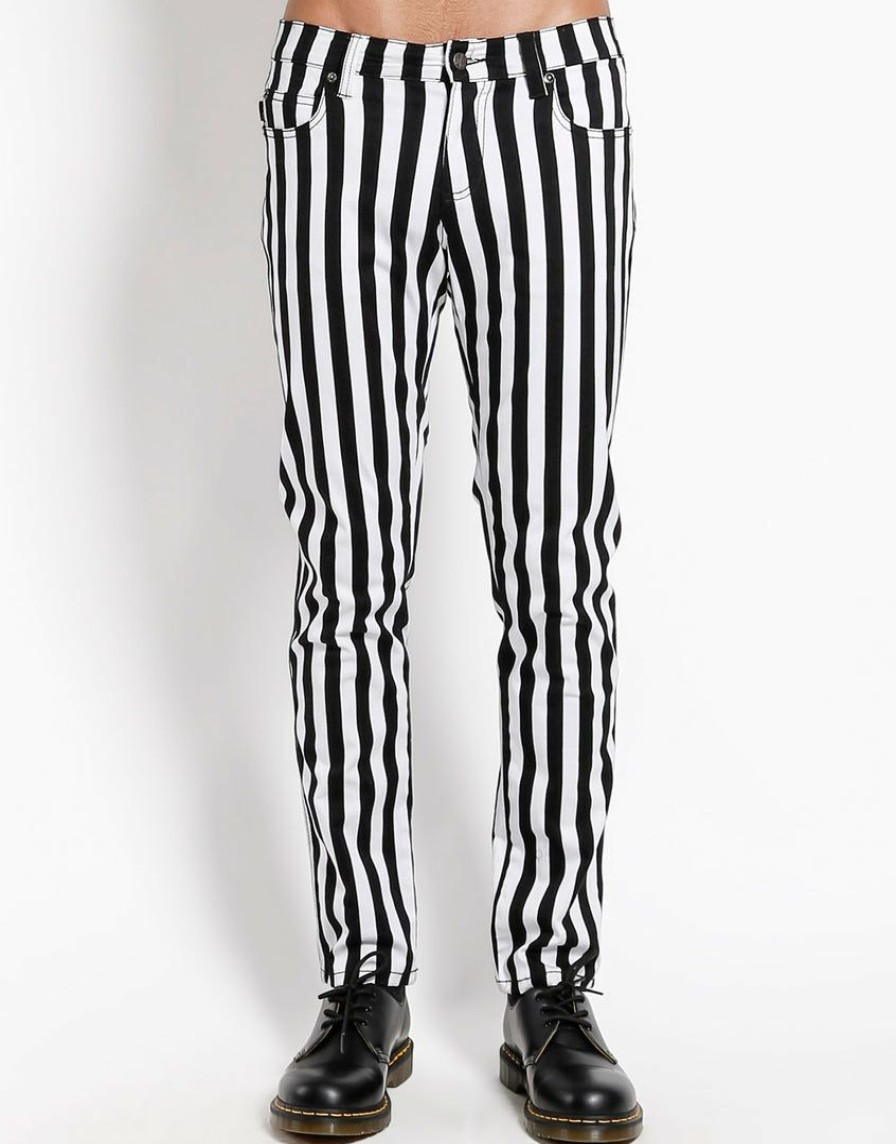 Bottoms * | Trippnyc.Com Rocker Jean Medium Stripe Men Medium Black/White Stirpes