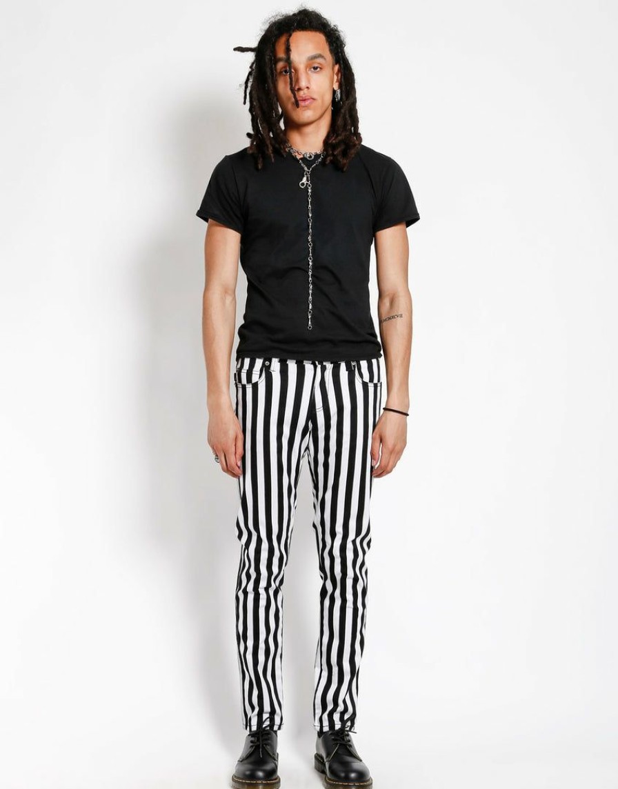 Bottoms * | Trippnyc.Com Rocker Jean Medium Stripe Men Medium Black/White Stirpes