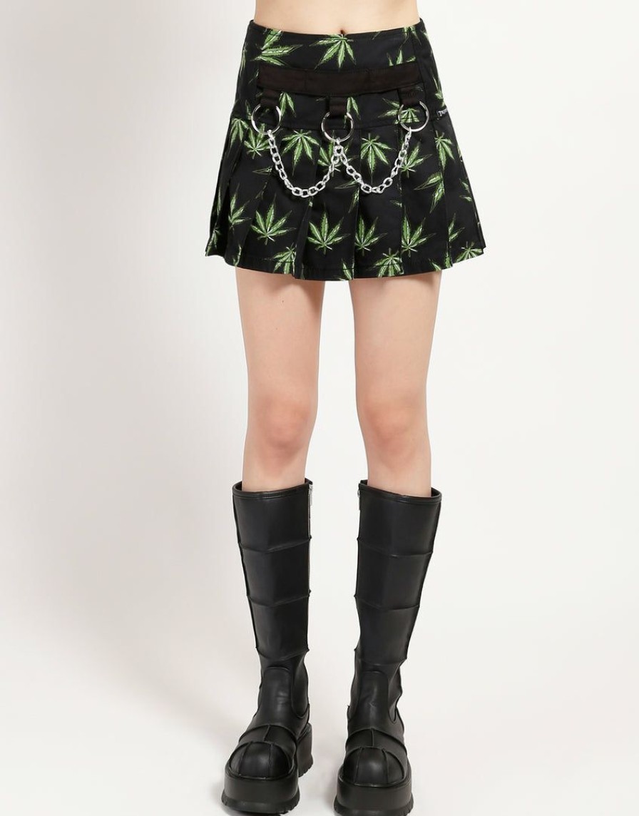 Women * | Trippnyc.Com Women Mary Chain Pleated Skirt Grass