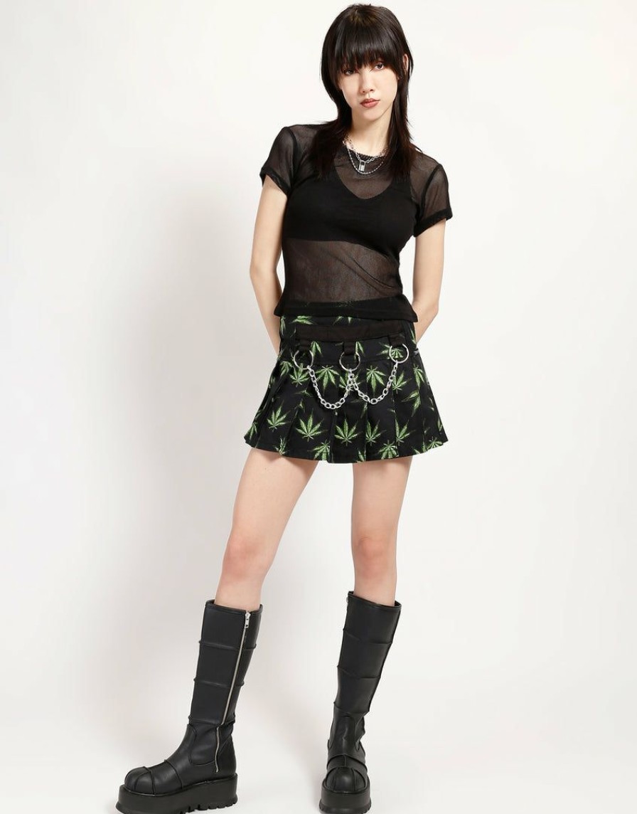 Women * | Trippnyc.Com Women Mary Chain Pleated Skirt Grass