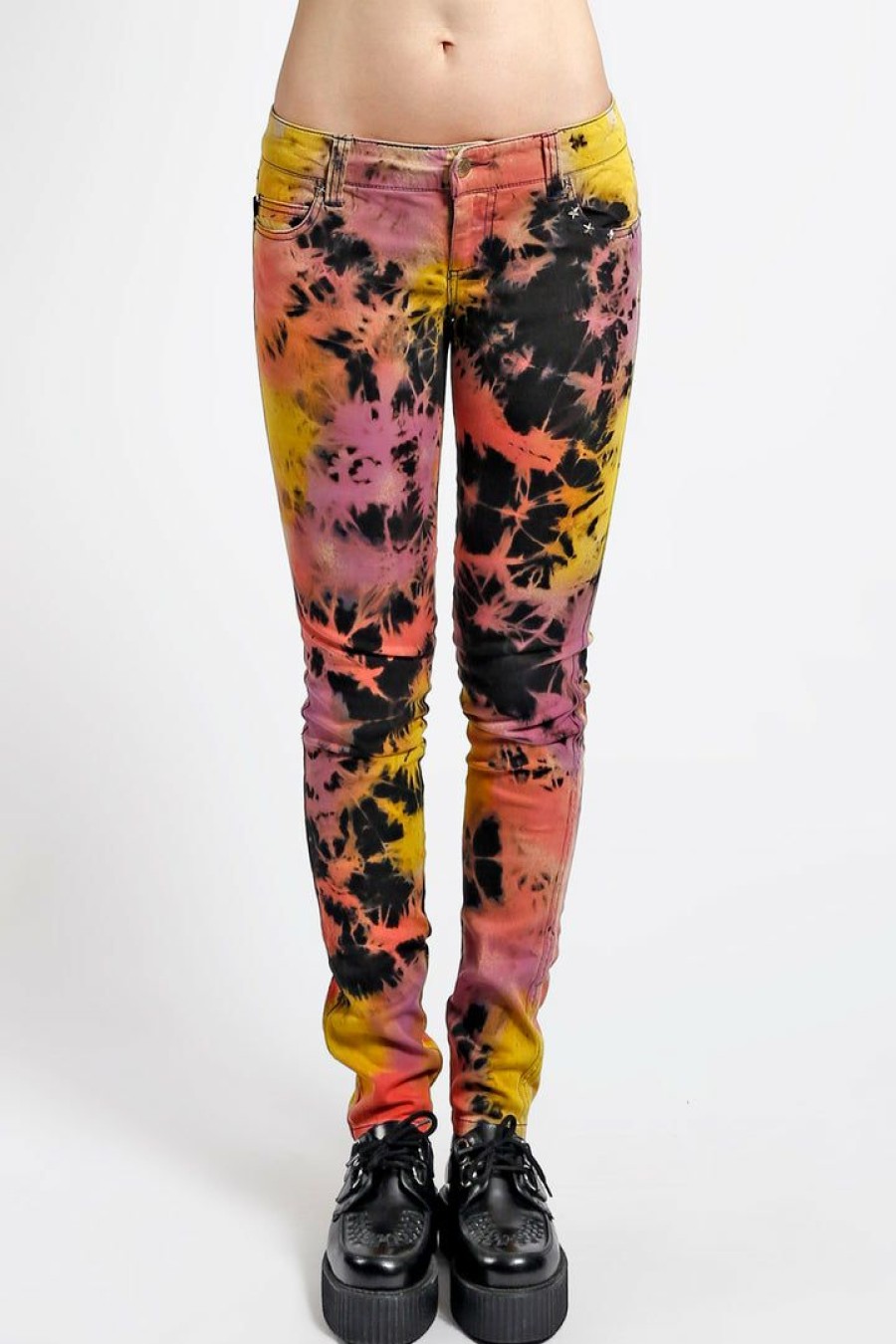 Women * | Trippnyc.Com Women Tie Dye Jean Black/Purple