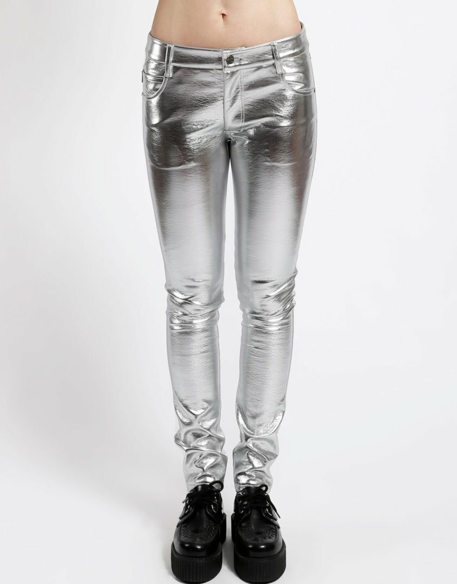 Women * | Trippnyc.Com Metallic Skinny Silver