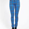 Women * | Trippnyc.Com Women High Waist T-Back Jean Royal Plaid Blue Plaid