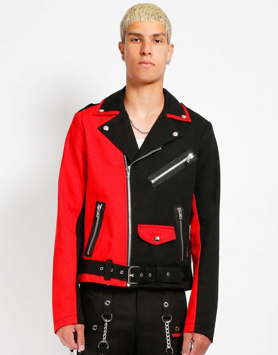 Men * | Trippnyc.Com Split Moto Men Black/Red