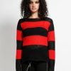 Women * | Trippnyc.Com Stripe Sweater Women Black/Red