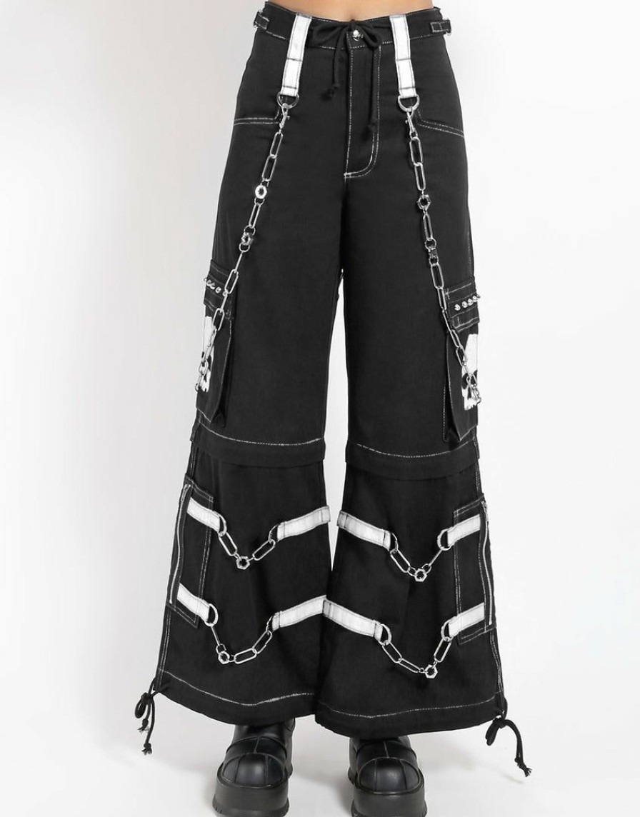 Women * | Trippnyc.Com Women Skull Zip Off Pant White Black/White