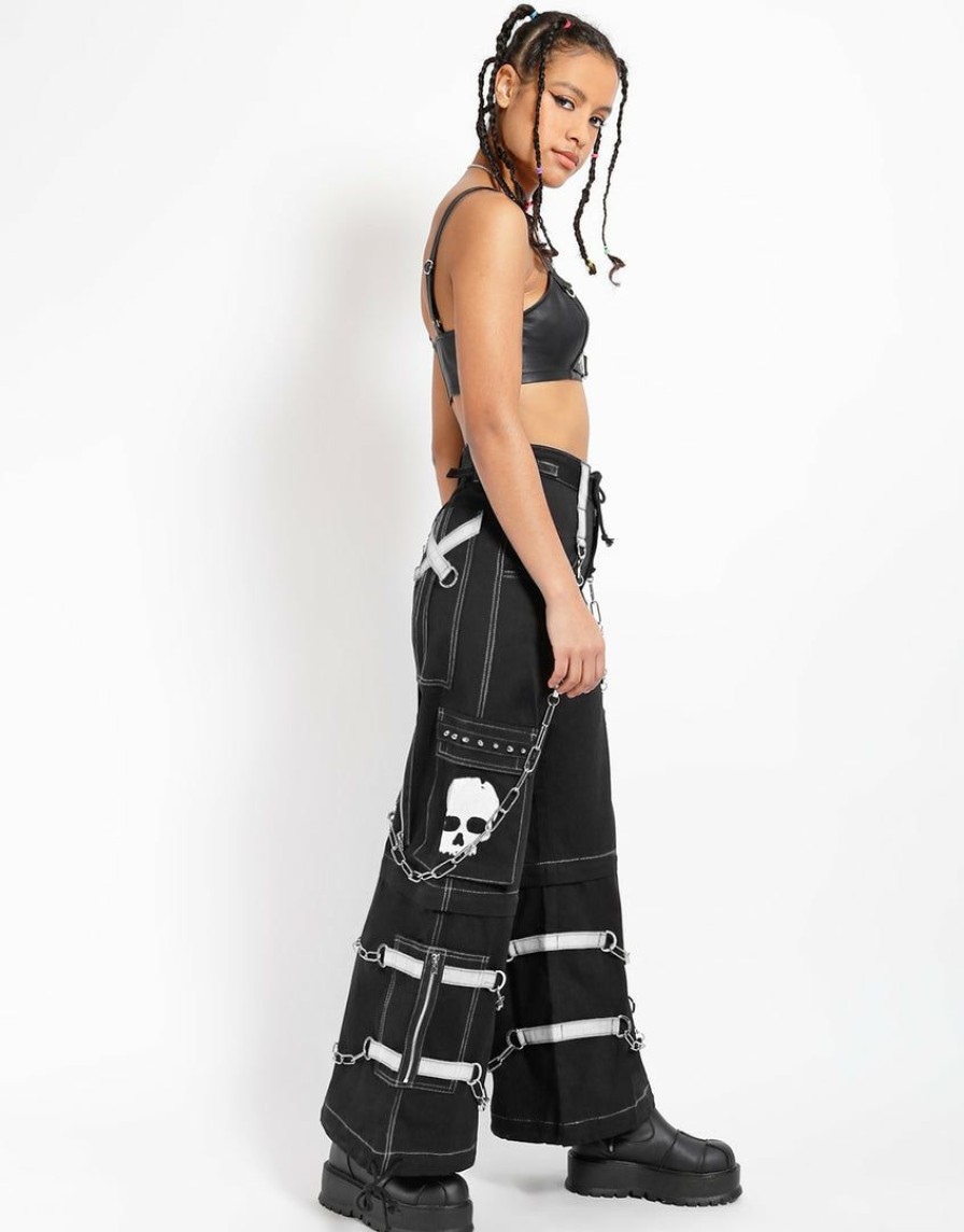 Women * | Trippnyc.Com Women Skull Zip Off Pant White Black/White