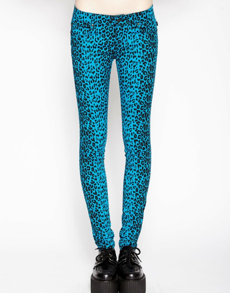 Women * | Trippnyc.Com Women T-Back Jean Turquoise Leopard