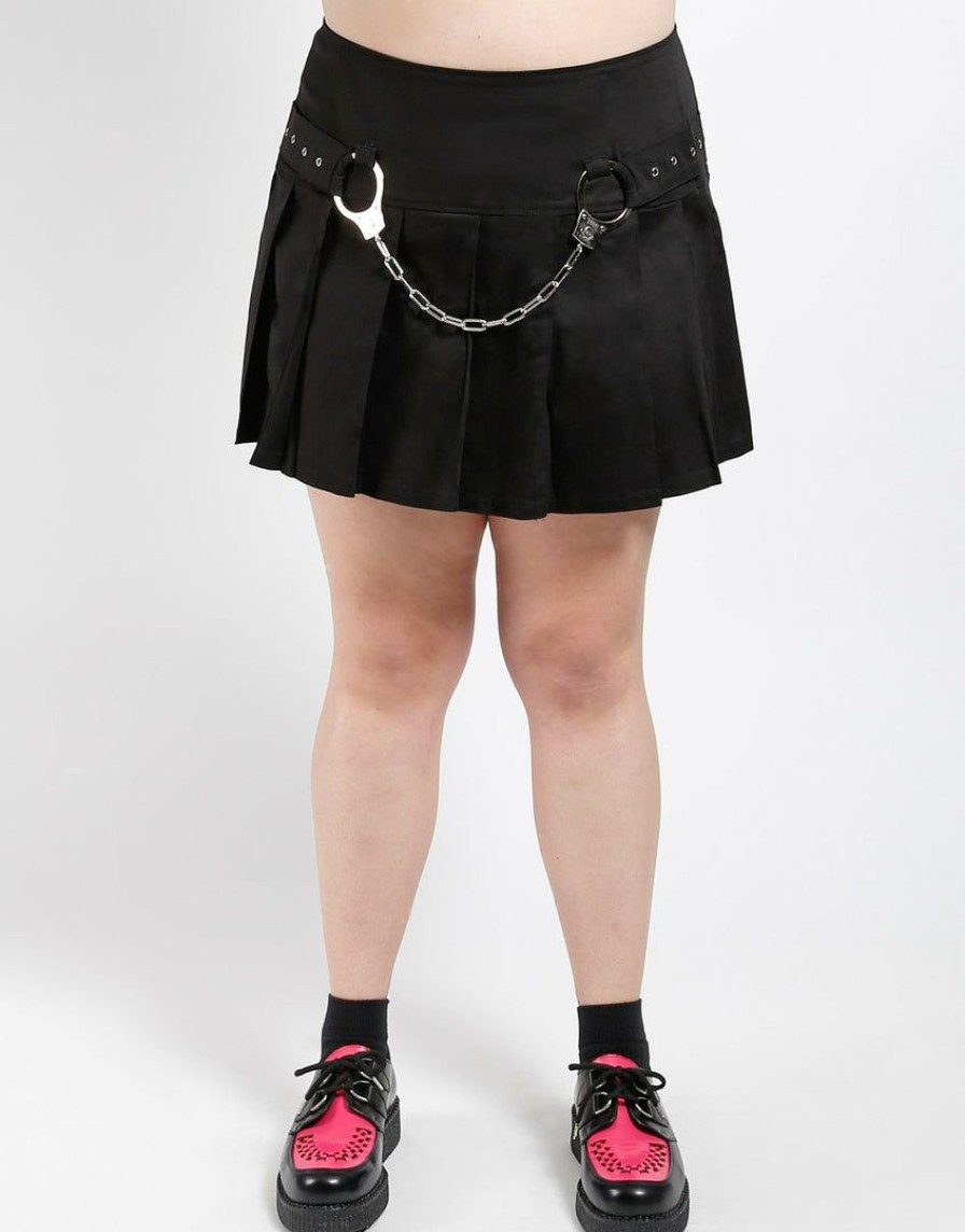 Women * | Trippnyc.Com Curve Pleated Handcuff Skirt Women Black