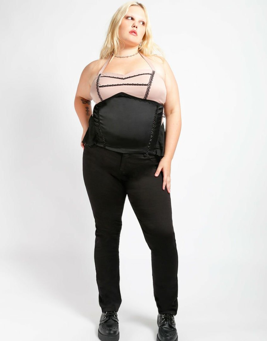 Women * | Trippnyc.Com Women Curve Chiffon Halter Corset Lotus/Black