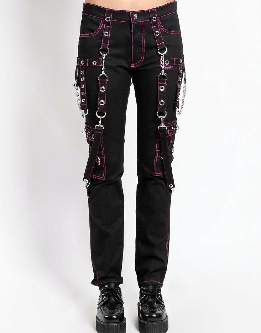 Women * | Trippnyc.Com Women No Excuse Pant Pink Black/Pink Stitch