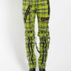 Women * | Trippnyc.Com Women Bondage Pant Lime Plaid Lime Tartan Plaid