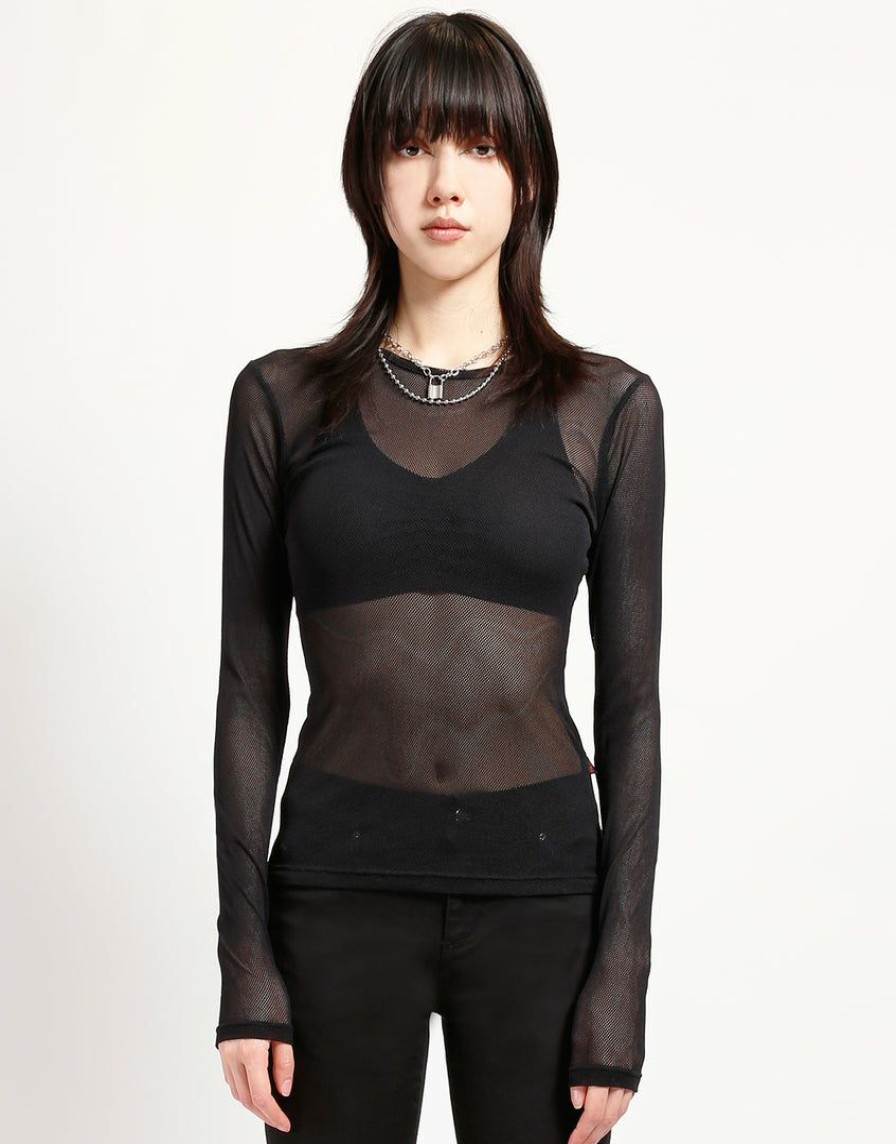 Women * | Trippnyc.Com Ladies Long Sleeve Fishnet Black