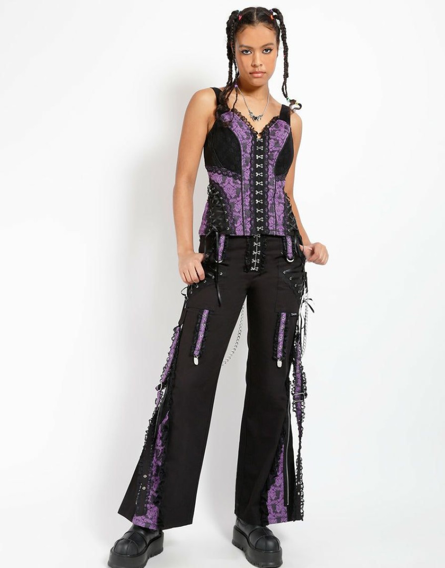 Women * | Trippnyc.Com Enchanted Corset Purple Women Black/Purple