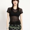 Women * | Trippnyc.Com Baby Tee Fishnet Women Black