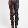 Women * | Trippnyc.Com Split Leg Bondage Pant Black/Purple Plaid