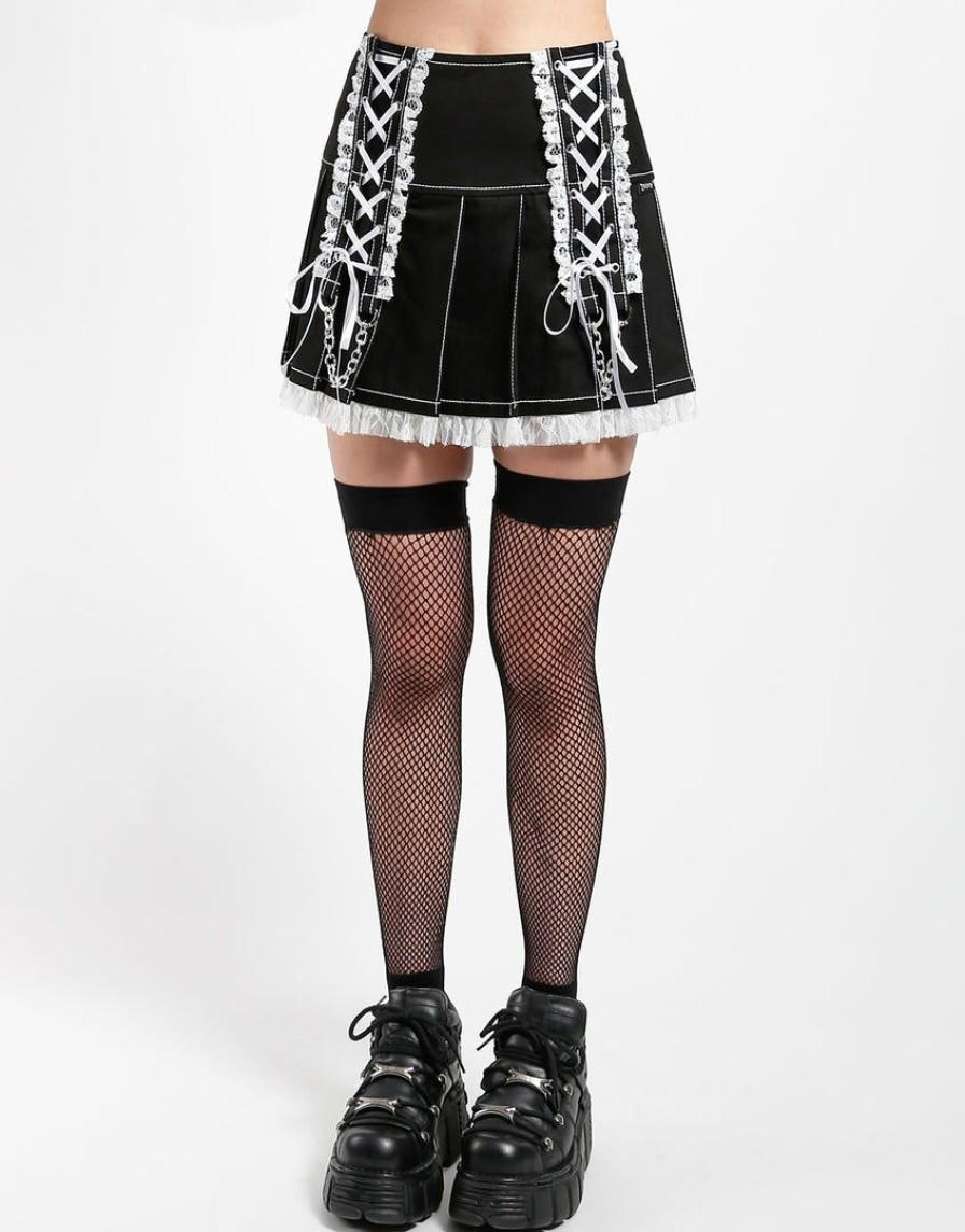 Women * | Trippnyc.Com Lolita Pleated Skirt Women Black/White