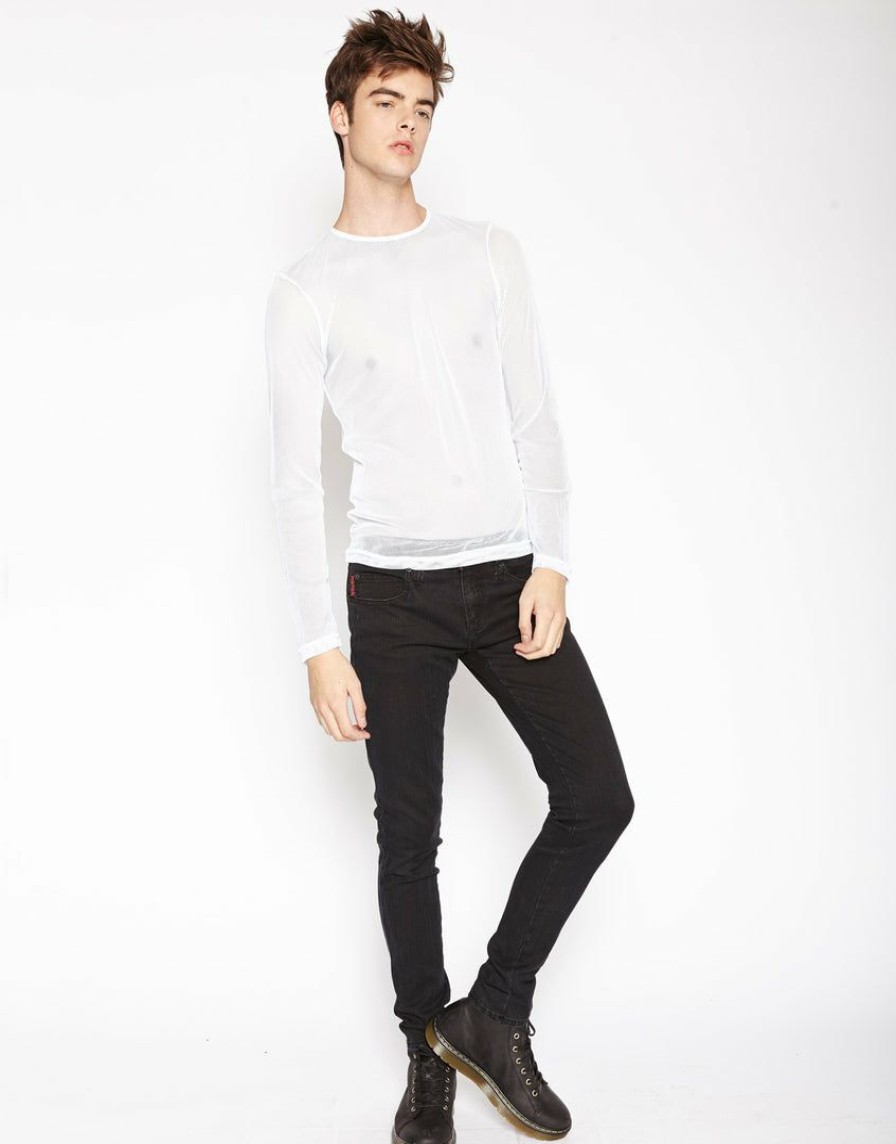 Men * | Trippnyc.Com Long Sleeve Fishnet White