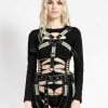 Women * | Trippnyc.Com Reflector Strap Crop Top Women Black