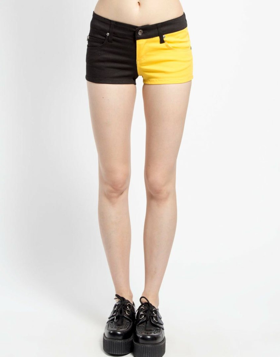 Women * | Trippnyc.Com Split Personality Short Women Black/Yellow