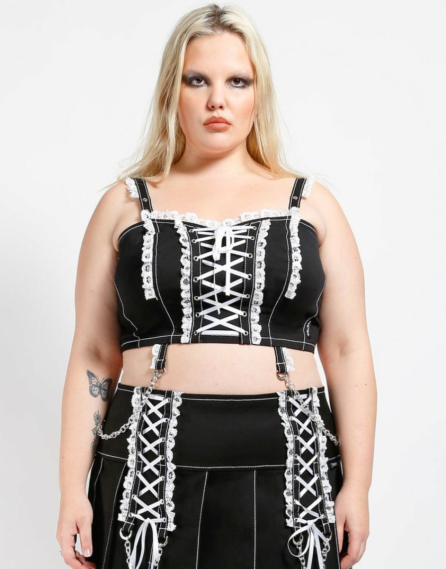 Women * | Trippnyc.Com Curve Lolita Corset Women Black/White