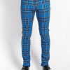 Bottoms * | Trippnyc.Com Men Rocker Jean Royal Plaid Blue Plaid