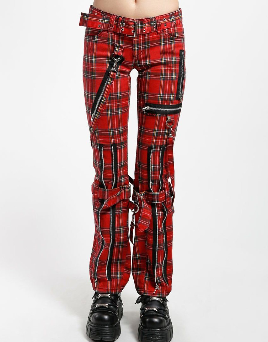 Women * | Trippnyc.Com Printed Bondage Pant Red Plaid