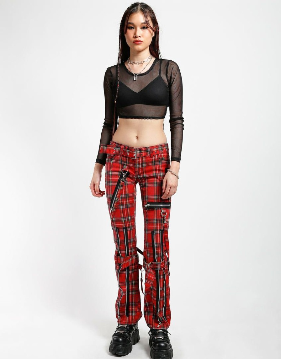 Women * | Trippnyc.Com Printed Bondage Pant Red Plaid