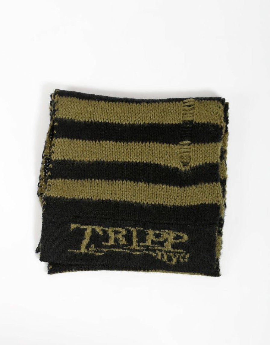 Women * | Trippnyc.Com Women Tripp Nyc Stripe Scarf Army Blk/Army