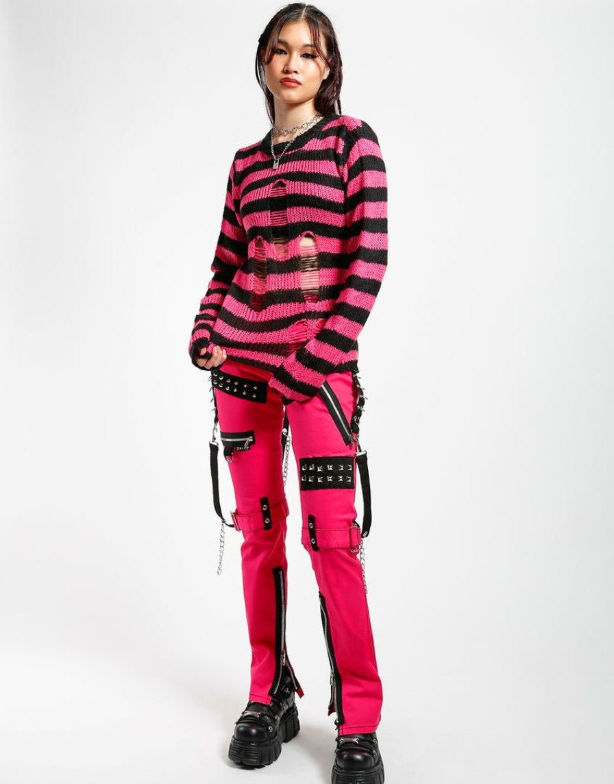 Women * | Trippnyc.Com Women Studded Bondage Pant Pink