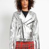 Men * | Trippnyc.Com Metallic Moto Men Silver