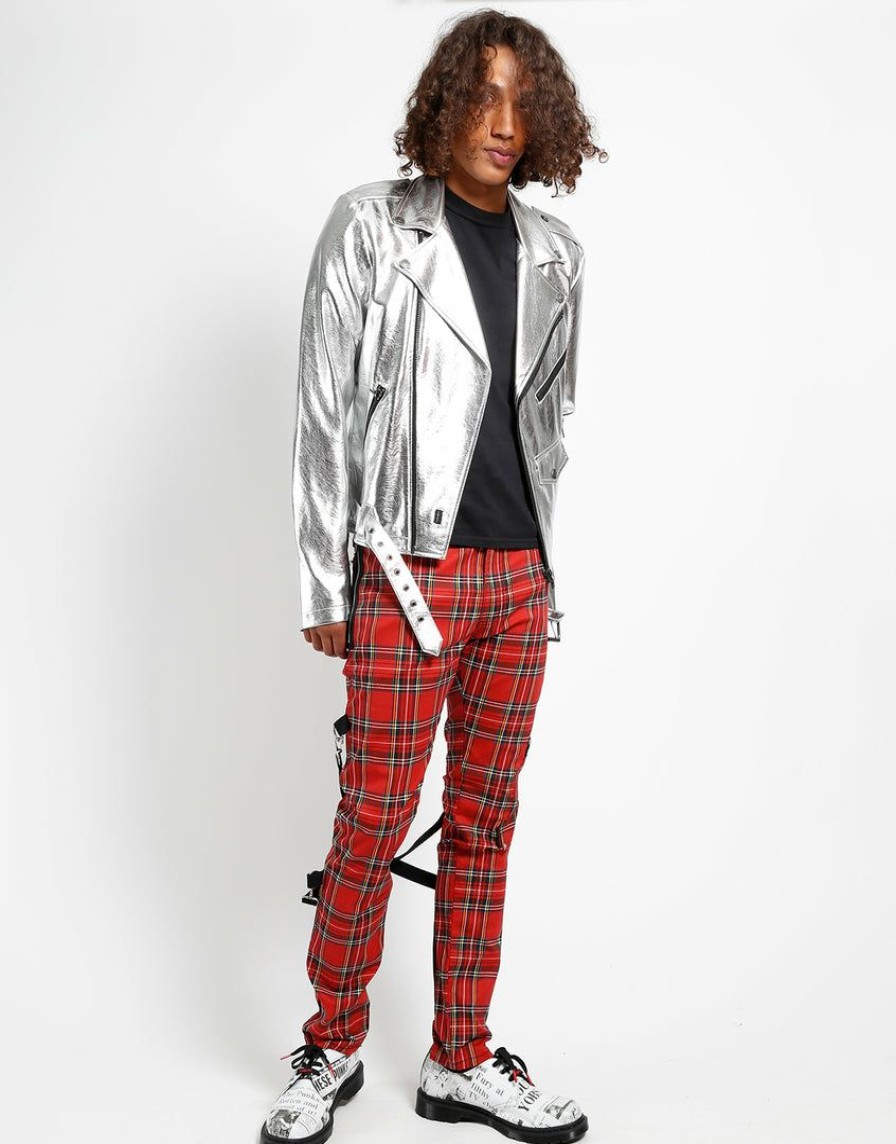 Men * | Trippnyc.Com Metallic Moto Men Silver