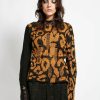 Women * | Trippnyc.Com Women Rag Sweater Leopard Nat Leopard/Blk