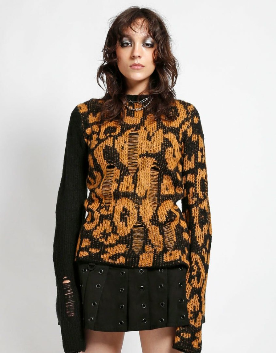 Women * | Trippnyc.Com Women Rag Sweater Leopard Nat Leopard/Blk