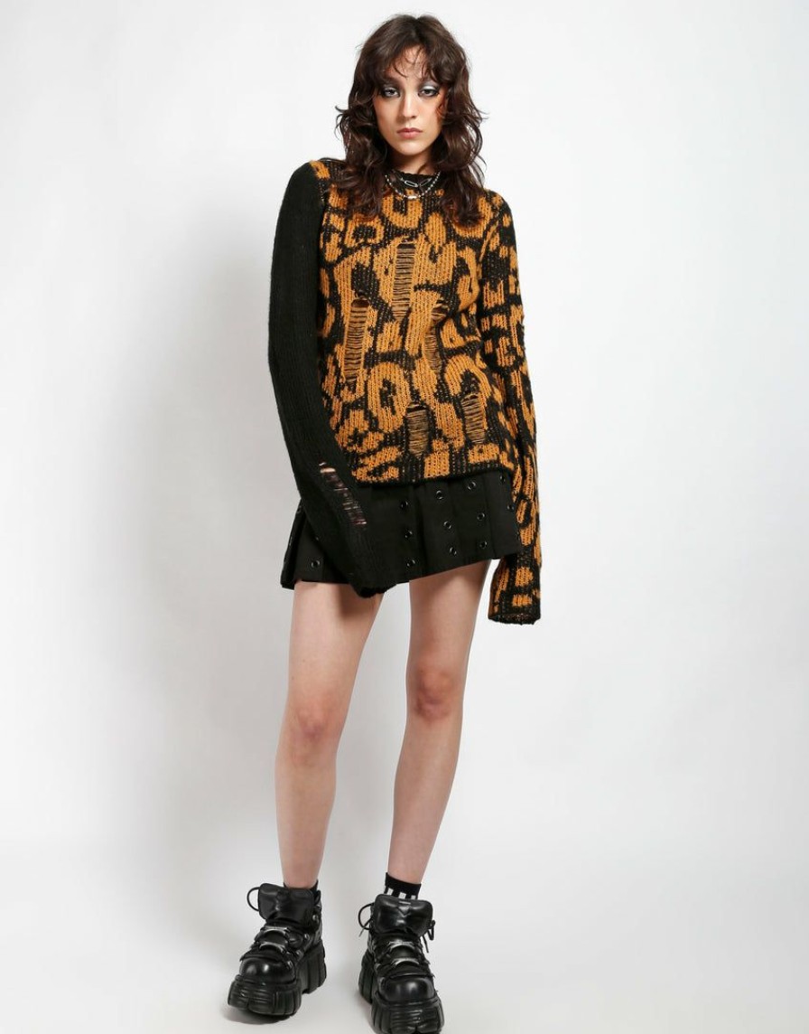 Women * | Trippnyc.Com Women Rag Sweater Leopard Nat Leopard/Blk