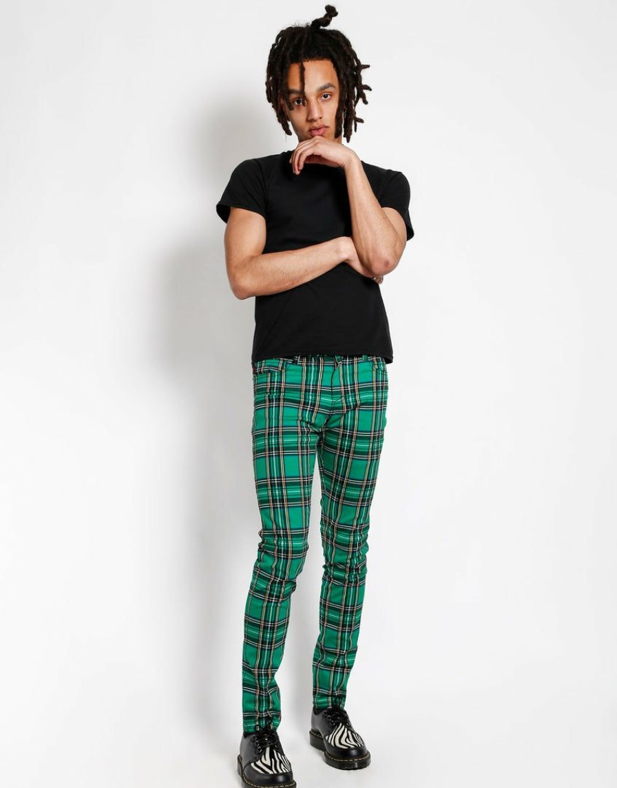 Bottoms * | Trippnyc.Com Men Rocker Jean Green Plaid