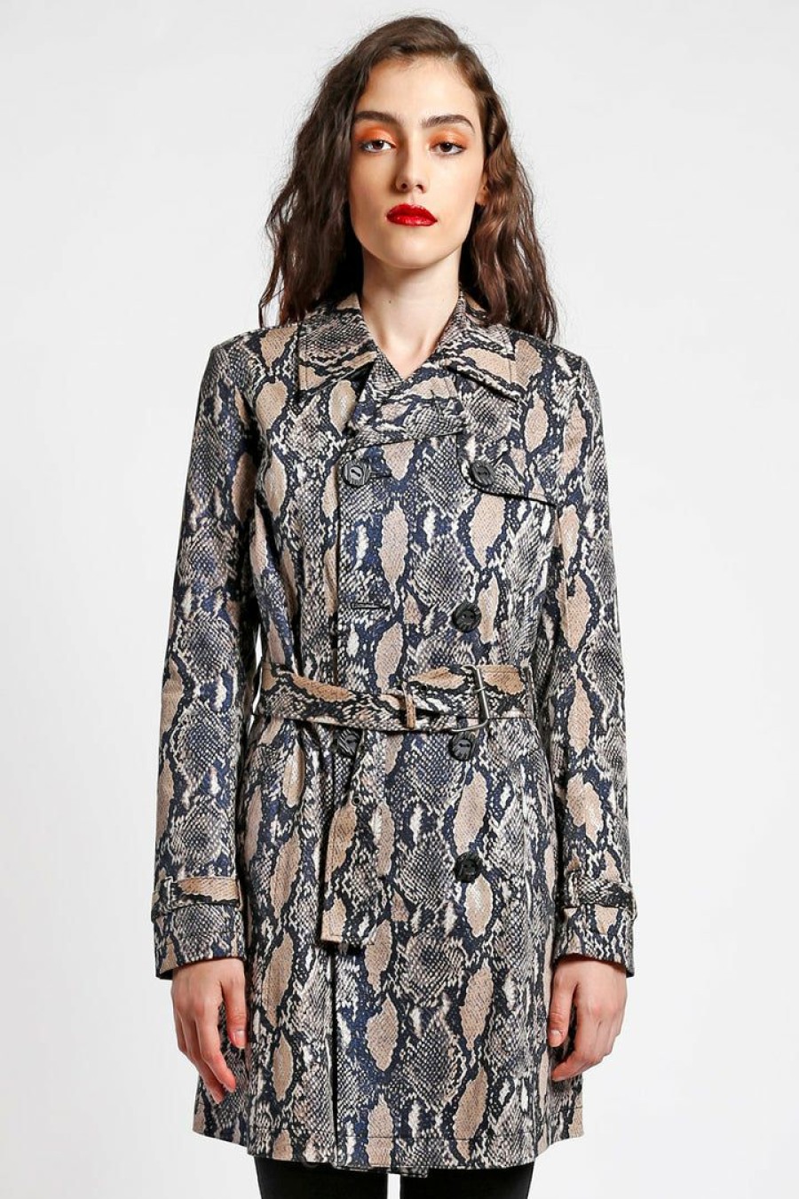 Women * | Trippnyc.Com Jungle Trench Women Blue Python