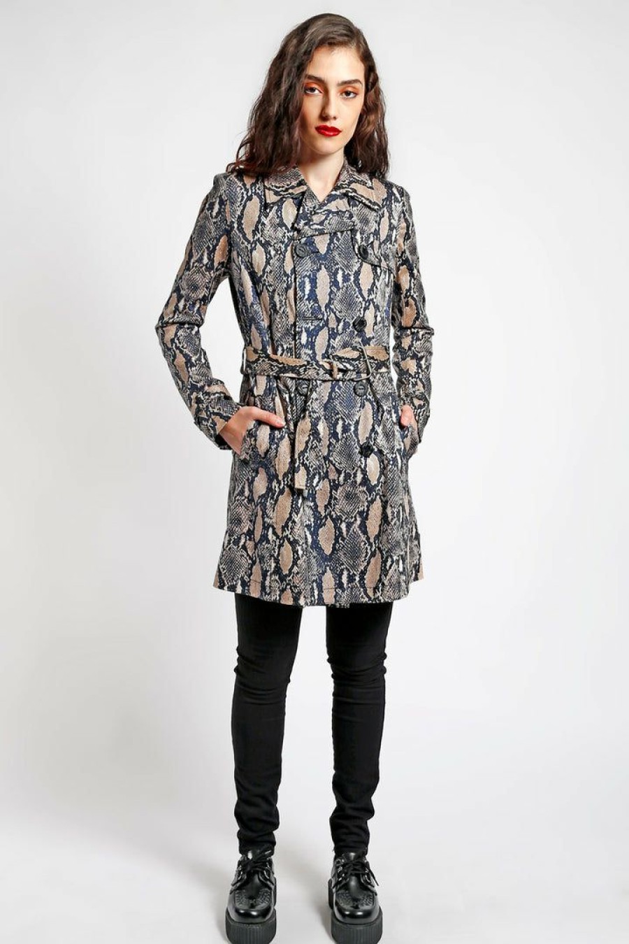 Women * | Trippnyc.Com Jungle Trench Women Blue Python