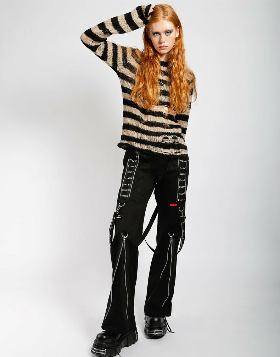 Women * | Trippnyc.Com Rag Stripe Sweater Ivory Women Black/Ivory