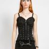 Women * | Trippnyc.Com Women Skull Embroidery Corset Black Skull