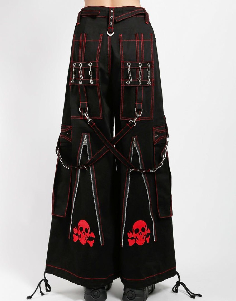 Women * | Trippnyc.Com Women Back Up Skull Pant Black/Red Stitch Skull