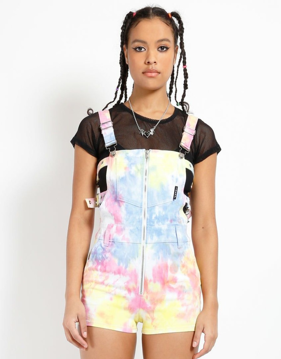 Women * | Trippnyc.Com Women Festival Buckle Short Overall Tie Dye