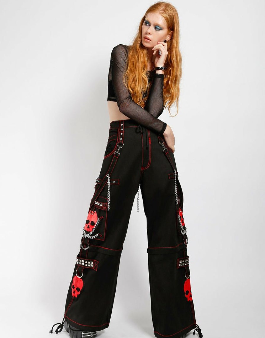 Women * | Trippnyc.Com Women Super Skull Pant Red Skull Black/Red