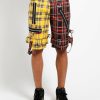 Bottoms * | Trippnyc.Com Men Split Bondage Short Yellow/Black Plaid