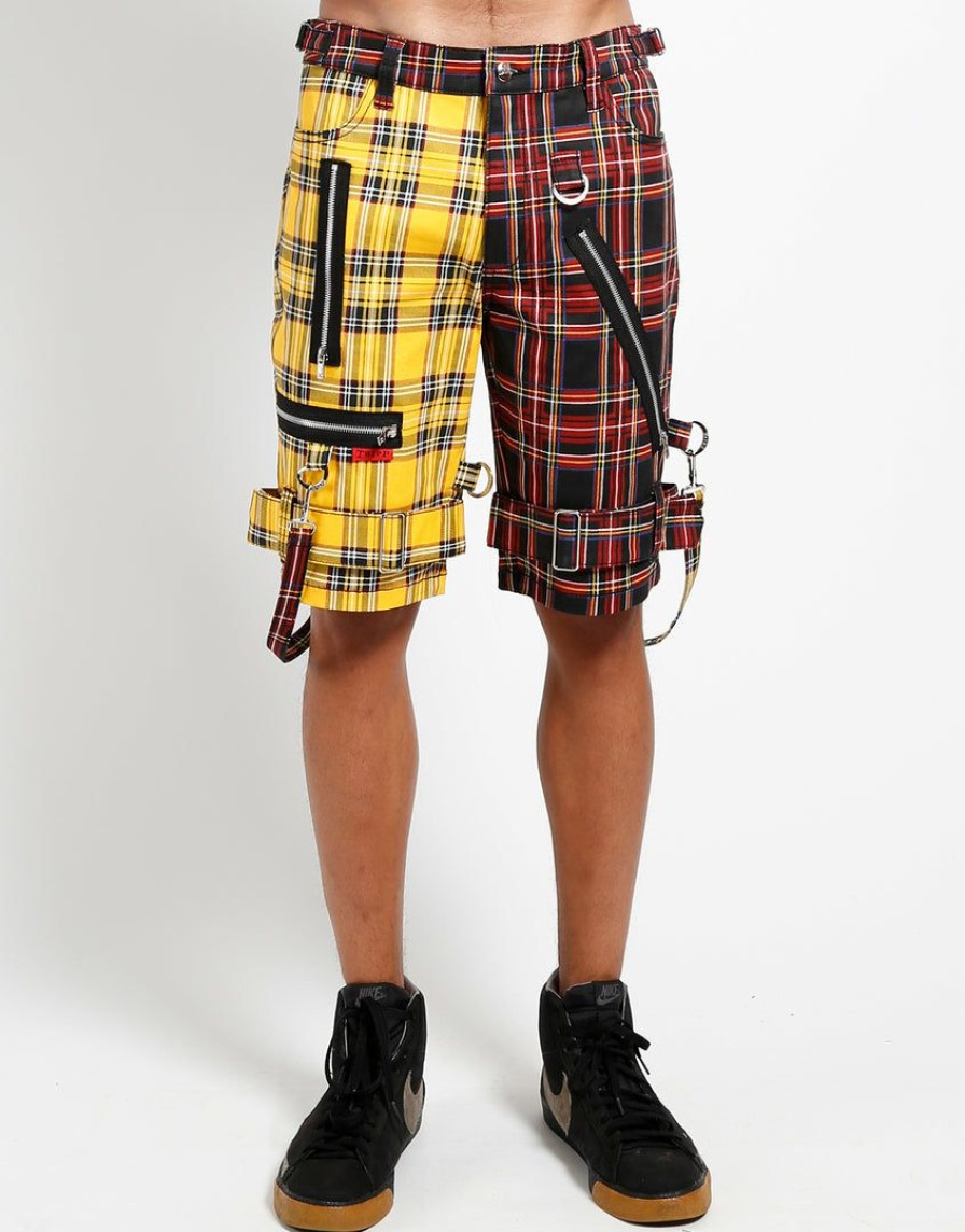 Bottoms * | Trippnyc.Com Men Split Bondage Short Yellow/Black Plaid